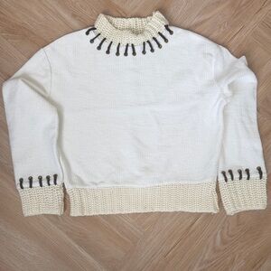 Zara White and Cream Sweater